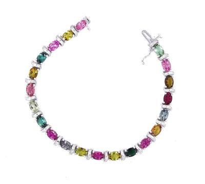 China Wholesale CLASSIC from Firstmadam S925 Sterling Silver Colored Gemstone Bracelet for sale