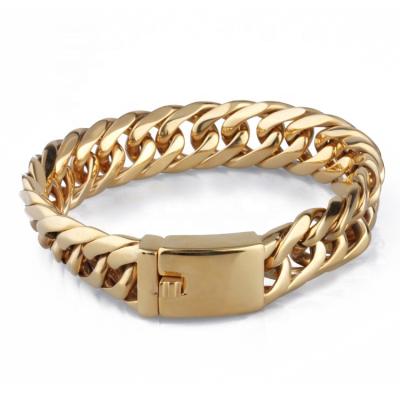 China CLASSIC Width 15.8 Mm Personality Diamond Pure 18k Gold Bracelet Male Large for sale