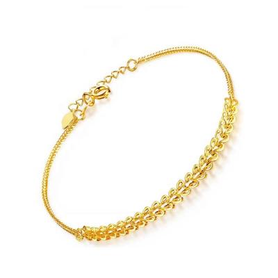 China Firstmadadm CLASSIC Pure Real 18K Yellow Gold Solid Chain Bracelets For Women for sale