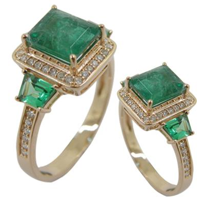 China CLASSIC European and American Style Emerald Gemstone Pure 18k Yellow Gold Ring for sale