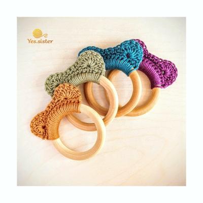 China Soft Toy Custom High Quality Beech Bpa Free Baby Teether Crochet Bear Wooden Teether for sale