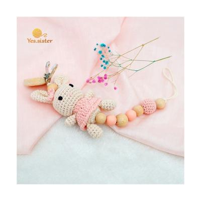 China Toy Crochet Mini Bunny Doll Clip Dummy Beech Soft Silicone Pacifier Knitting Animal Chain for sale