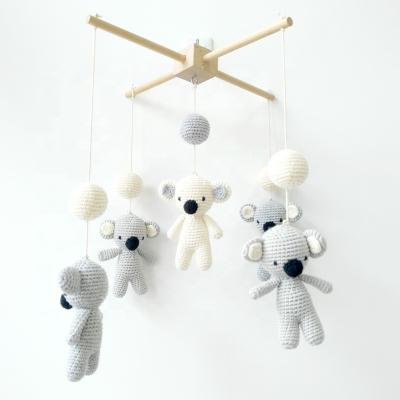 China Custom Eco-Friendly Cute Koala Plush Stuffed Australia Wooden Crib Baby Mobile Felt Hanging with Crochet Toys for Babies for sale