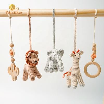 China Montessori Safari Baby Jungle Play Gym Soft Eco-Friendly Educational Wooden Hanging Toys for sale