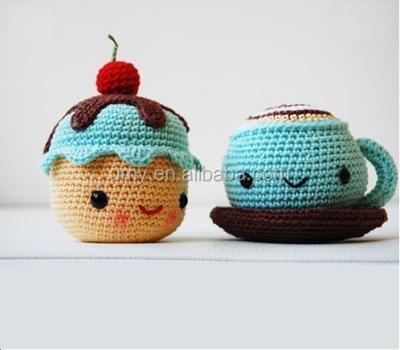 China stuffed & Soft Knit Toy Latest Design Handmade Cute Cotton Crochet Cup Set for sale