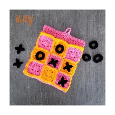 China Family Games Cotton Baby Crochet Kids Travel Toys Board Educational Intellectual Tic Tac Toe Game for sale