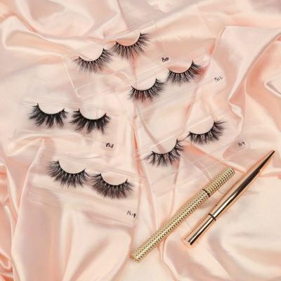 China Luxury Natural Fluffy Faux Mink Material Synthetic False Eyelashes Faux Mink Eyelashes With 3d 25mm Logo for sale