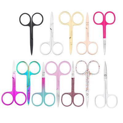 China Small Multifunctional Curved Easy Trimmer Scissors Stainless Steel Mini Black Gold Eyelash Eyebrow Lash Extension Tool Make Up Beauty for sale