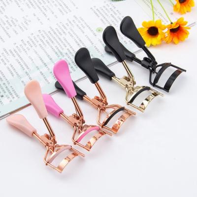 China Private Label 3D PASSIONATE ABS Soft Fake Handle Lash Clip Beauty Makeup Tools Plating Stainless Steel Gold Eyelash Curler Pink Black for sale