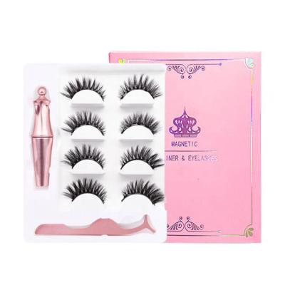 China Custom Soft Strip No Glue Eye Lashes Eyeliner Tweezers Gift Box Kits Faux Mink 6D 3D Magnetic Eyelash Extension for sale