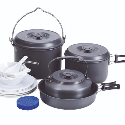 China Bulin BL200-C9 foldable camping set cookware for outdoor camping cookware set made system of hard oxidation aluminum for sale