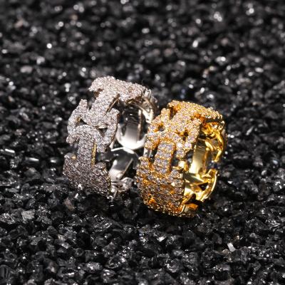 China European and American Environmentally Friendly Simple Geometric Ring Hip Hop Ring Pure Copper Inlaid Zircon Ring Ins Net Red Index Fashion Ring for sale