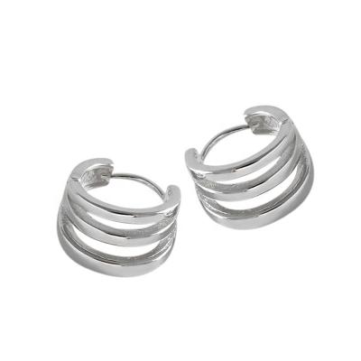 China Hiphop Hotsale Design 18k Gold Plated Sterling Silver Multilayered Circle Hoop Earring 925 Round Hoop Earring For Girls for sale