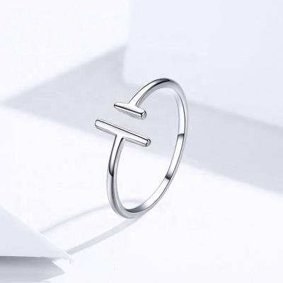 China CLASSIC Fashion Ring S925 Sterling Silver Parallel Line Open Platinum Plated Ring Gift Girl Girlfriend Wife's Mother for sale