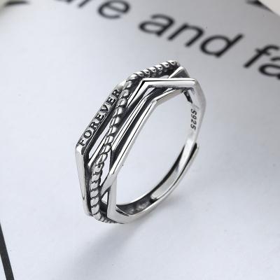 China CLASSIC Whole Body S925 Sterling Silver Irregular Line Cross Ring Female Minimalist INS Retro for sale