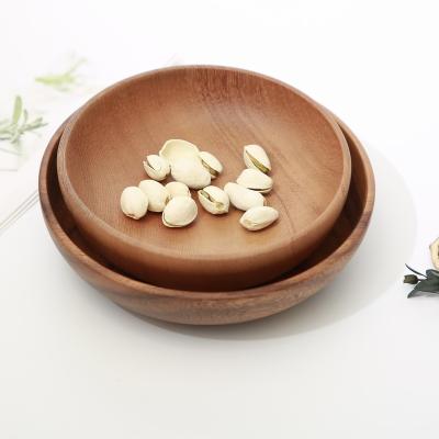 China Sustainable Acacia Wood Serving Bowl Hot Selling New Party Modern Restaurants Serving Plates Wooden Bowl Set Wooden Bowl 3 Pcs 35/40/45 >10 for sale