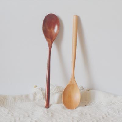 China Sustainable Eco Friendly Material High Quality 23.5 Cm Japanese Korean Style Wood Rice Spoon Cheap Price Wood Soup Spoon For Served Food for sale