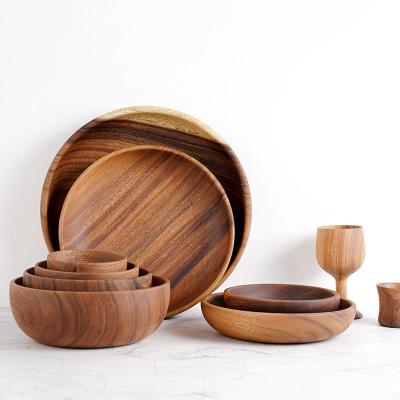 China Sustainable Large Wood Bowl Wooden Salad Bowl For Food Fruits Salads And Decoration for sale