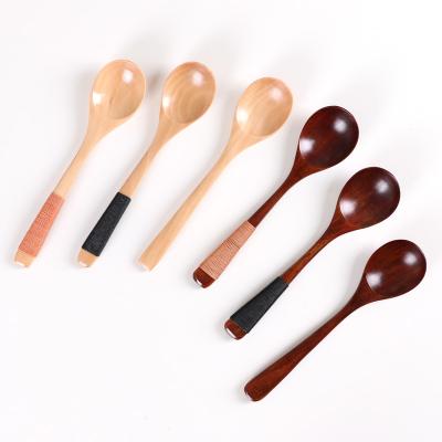 China Sustainable Wholesale Natural Wooden Meal Spoon Custom High Quality Reusable Wooden Soup Tea Spoon for sale