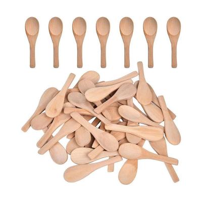 China Sustainable Mj Short Handle Biodegradable Wood Sugar Spice Spoons Small Measuring Wooden Spoon Tea Coffee Scoop for sale