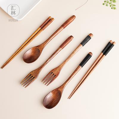 China Sustainable High Quality Natural Wooden Spoon Kitchen Spice Tea Honey Coffee Tool Soup Teaspoon Wooden Spoon Cutlery Set for sale