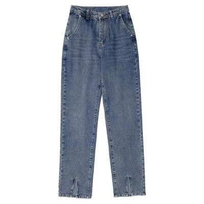 China Viable custom split retro full high-waisted jeans with long slim legs loose straight-leg pants for sale