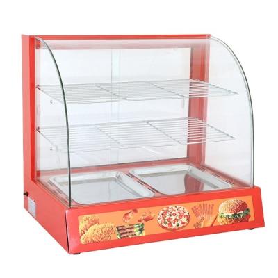 China Best Selling Grocery Display Showcase Electric Food Warmer Curved Glass Heating Showcase for sale