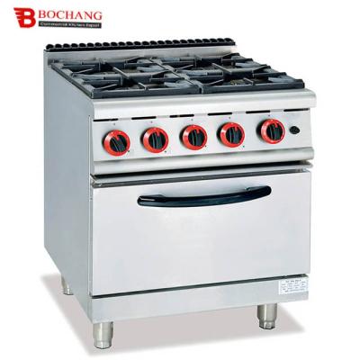 China High Quality Automatic Gas Supplying Machine West Restaurant Production Machine Professional Gas Stove with 4 - Burner and Gas Oven for sale