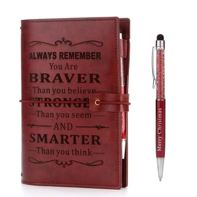 China Promotion Always Remember You Are Braver Gift Customized China PU Leather Cover Book Notebook Printing Service for sale