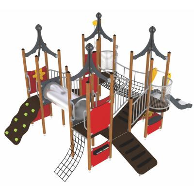 China Eco-friengly Kindergarten Kids Large Playground Equipment Wooden Used Outdoor Child Slide Playground Wood for sale