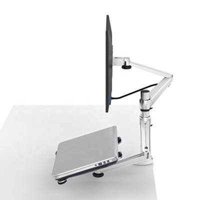 China 10-15 Inch Ergonomic Dual Laptop Shock Arm Vertical Laptop Stand and Monitor Mount with Laptop Stand for sale