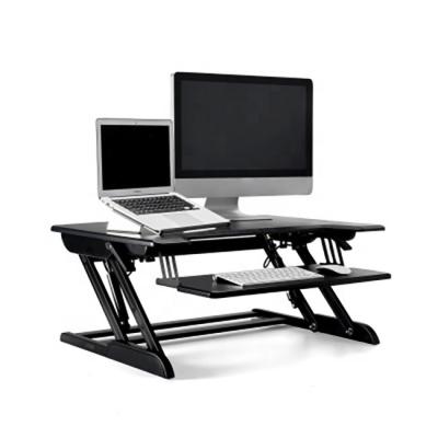 China Wholesale (Height) Adjustable Sit To Stand Computer Riser Desk Station With Keyboard Mouse Tray for sale