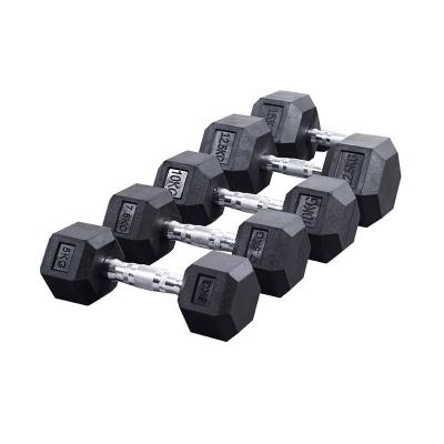 China 2.5kg Customized Universal 5kg 7.5kg 10kg 12.5kg 15kg 17.5kg 20kg 22.5kg 25 Kg Light Wight Fix Iron Hex Rubber Dumbbell for sale