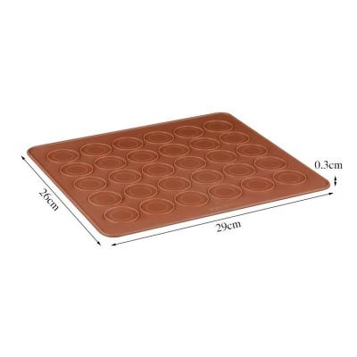 China New No Stick 26*29Cm Round Shape Disposable Small Size Silicone Macaron Dessert Baking Mat 30-Capacity DIY Mat Mold For Oven for sale