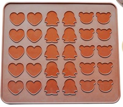 China 30 Viable Cavities Penguin, Heart, Bear Macaron Pastry Silicone Baking Tray for sale