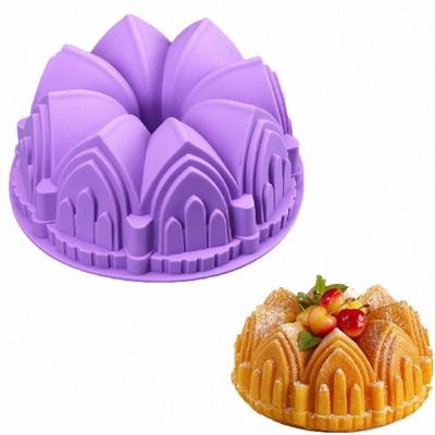 China Sustainable Large Crown Castle Silicone Cake Mold 3D Birthday Silicone Cake Mold for sale