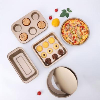 China Sustainable New Products Eco Friendly 5 Piece Carbon Steel Custom Cake Baking Tray Loaf Pan Sets Bakeware for sale