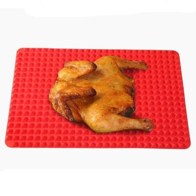 China Heat Resistant Easy Clean BBQ Mat Cooking Sheet Pyramid Shape Heat Resistant BBQ Pan Oven Baking Grill Oil Filter Protector for sale