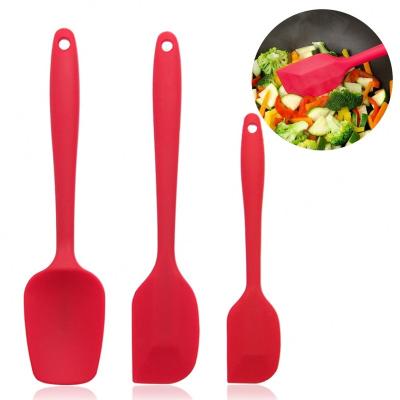 China Long Viable Reusable Kitchen Silicone Spatula 3pcs/set Heat Resistant Set of Food Grade Handle Silicone Spoon for sale