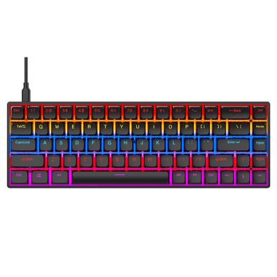 China Anti-ghosting Mechanical Keyboard 68Keys LED Backlit Wired Gaming Keyboard with Blue Switches, Customizable Key with RGB Backlit for sale