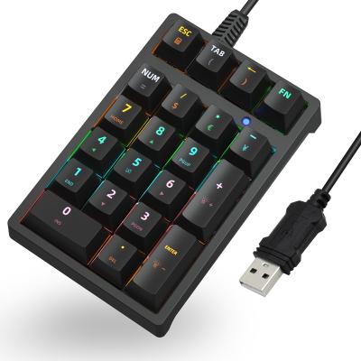 China Mechanical Numpad Numpad RGB Backlight Numeric Keypad 21 Keys USB Wired Mini Numpad for sale