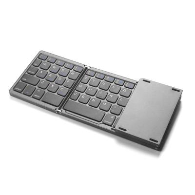 China Portable Wireless Tri Folding Wireless Keyboard with Touchpad, Rechargeable USB BT Wireless Keyboard for Android, Windows Systems for sale