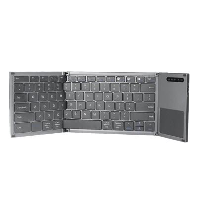 China Portable Wireless Tri Folding Wireless Keyboard with Touchpad, Rechargeable USB BT Wireless Keyboard for Android, Windows Systems for sale