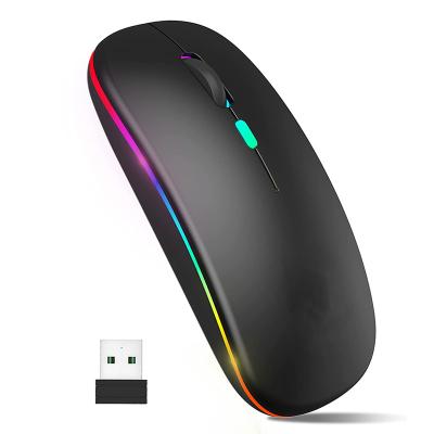 China Backlit Wireless Rechargeable Mouse, RGB Dual Mode Gaming Rechargeable Mouse with 4 Buttons, 3 Adjustable DPI Levels for sale