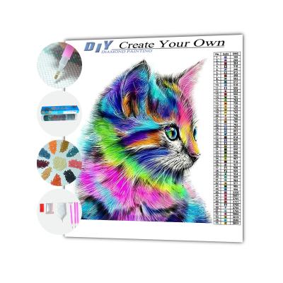 China New Colorful Cats Diy Crystal Diamond Painting Full Handwork Rhinestone 30x40 40x50cm 5D Drill Custom Classic/Postmodern Four Round Drill for sale