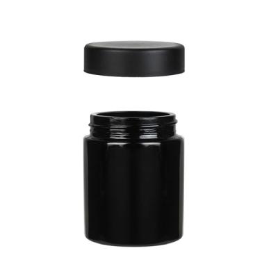 China 4oz Black Glass Containers Childproof Smell Proof Glass Weed Jar Uv Glass Jar Custom for sale