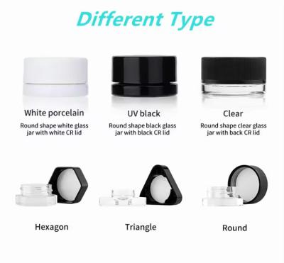 China 5ml 7ml 9ml Child Resistant Glass Vials Glass Food Wax Oil Concentrate Jars Container Packaging Jars for sale