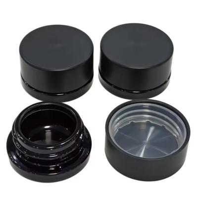 China Child Resistant Wax Miron Glass Jar 3ml 5ml 7ml Luxury Thick Bottom Black Violet UV Glass Jar With Lids for sale