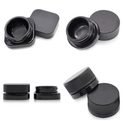 China High Quality Thick Bottom Solid Black Round Small 2g 5ml 9ml 1 Gram 7ml Concentrate Jar With Polished Finish for sale