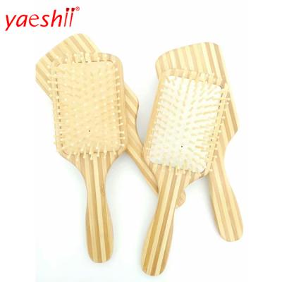 China Custom Yaeshii Logo Natural Bamboo Hair Brush Cushion Detangling Scalp Massage Hair Comb Brush for sale